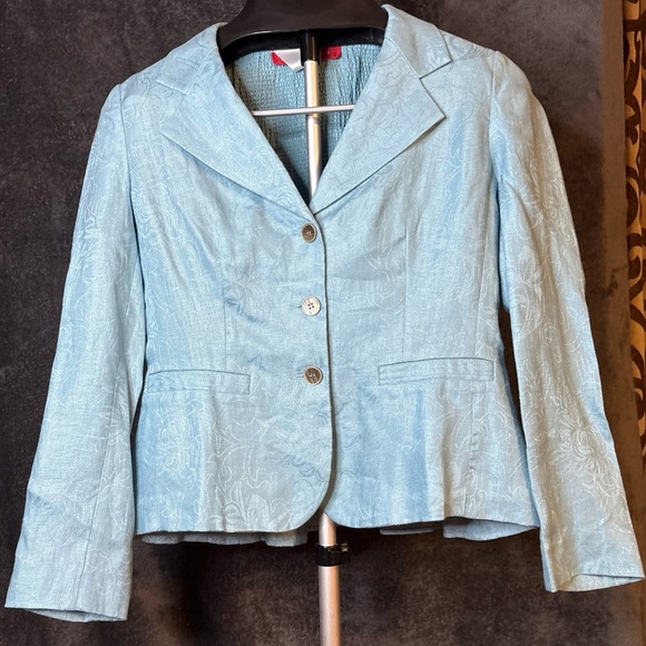 Anne Klein Jackets & Blazers - Anne Klein Blue Blazer Linen-Blend Fitted S.  B6-10